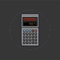 Vintage Calculator With Digital Display Showing 483.77 And Blue Buttons On Reflective Surface