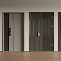 Modern Security Doors With Different Designs Dark Light Gray Handles And Smart Locks 3d model