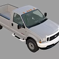 White Ford Single Cab Pickup Truck With Open Bed And Black Wheels Front View