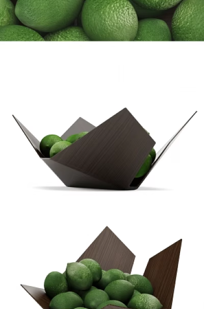 Fresh Green Limes Ripe and Juicy in Open Brown Paper Box 3d model