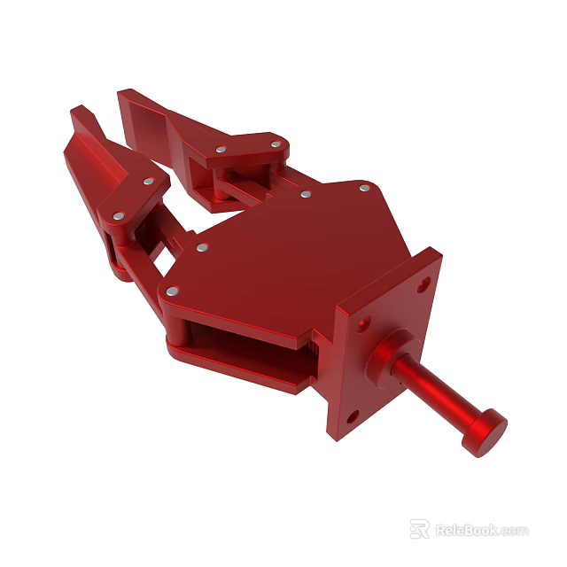 Red Metal Mechanical Component With Structural Design And Connector Parts 3d model 