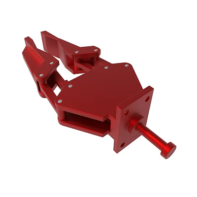 Red Metal Mechanical Component With Structural Design And Connector Parts 3d model