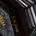 Vintage Black Accordion with Intricate Gold Carvings Musical Instrument Artisan Crafted Design