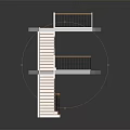 Modern Staircase Structure Design With Multiple Platforms And Wooden Railings 3d model