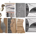 Modern Luxury Wall Art With Various Materials Geometric Patterns And Wooden Textures 3d model