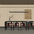 Modern Dining Table and Chair Combination 3d model