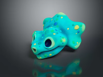 Game Movie Fantasy Character With Blue Green Body Yellow Spots And Big Eyes 3d model