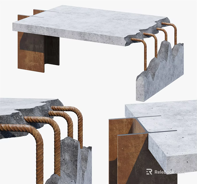 Industrial Style Coffee Table With Concrete Top And Metal Pipe Legs 3d model 