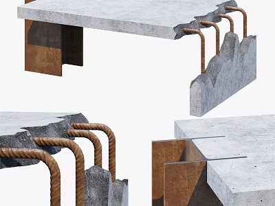 Industrial Style Coffee Table With Concrete Top And Metal Pipe Legs 3d model