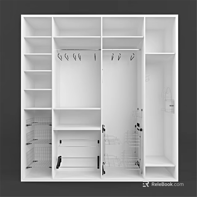 Modern White Dresser With Multiple Shelves Drawers And Storage Space 3d model 