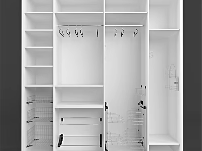 Modern White Dresser With Multiple Shelves Drawers And Storage Space 3d model