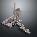 Industrial Facility Structure With Tower Pipes Platforms And Metal Components