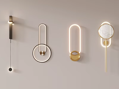 Modern Wall Lamps with Various Minimalist Designs and Metal Accents 3d model