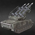Military Armored Tank Featuring Camouflage Paint Missile Launcher System And Tracks