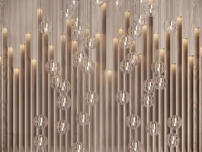 Modern Crystal Chandelier Interior Design with Hanging Glass Orbs and Warm Lighting 3d model