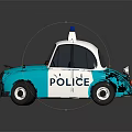 Vintage Blue And White Police Car With Police Light On Roof And POLICE Text