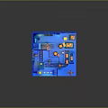 Blue Industrial Machinery Equipment 3D Model Scene With Robotic Arm Pipes And Tools