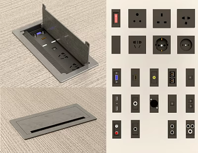 Versatile Switch Panel Designs With Outlets And Switches 3d model