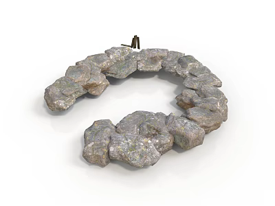 Natural Stone Curved Circular Structure For Rustic Garden Landscape Decorative Path Edge 3d model