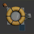 Game Movie Character With Yellow Lifebuoy Shaped Top Mechanical Platform Solar Panel And Wheels