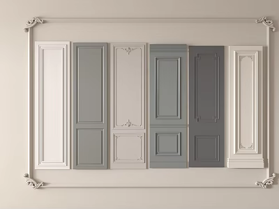 Decorative Wall Panels In Various Styles White Gray And Ornate Frames 3d model