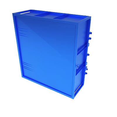 Blue Industrial Storage Box With Reinforced Side Panels And Fastening Parts 3d model