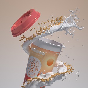 Milk tea water 3d model