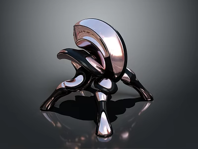 Abstract Futuristic Game Movie Character With Shiny Metallic Surface And Sculptural Curved Form 3d model