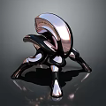 Abstract Futuristic Game Movie Character With Shiny Metallic Surface And Sculptural Curved Form