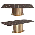 Modern Dining Table With Black Tabletop Golden Lines And Spiral Metal Base