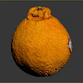 Ripe Orange Fruit With Textured Skin Stem End Knob On Dark Background And Shiny Reflection