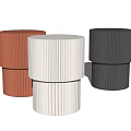 Modern Cylindrical Coffee Tables With Vertical Stripes Design In Orange White Black