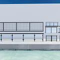Modern Metal Grid Fence Design For Outdoor Terrace With White Wall And Blue Sky