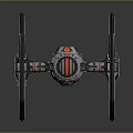 Sci-Fi Starfighter With Twin Hexagonal Wings Central Cockpit Metallic Black Red Accents And Detailed Design