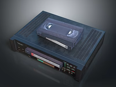 Vintage Household VHS Tape And VCR Player With Classic Design And Control Buttons 3d model