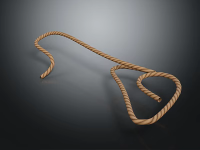 Brown And White Twisted Rope With Curved Shape On Dark Background 3d model