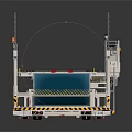 Mechanical Transport Platform With Blue Cargo Container And Metal Frame Structure 3d model