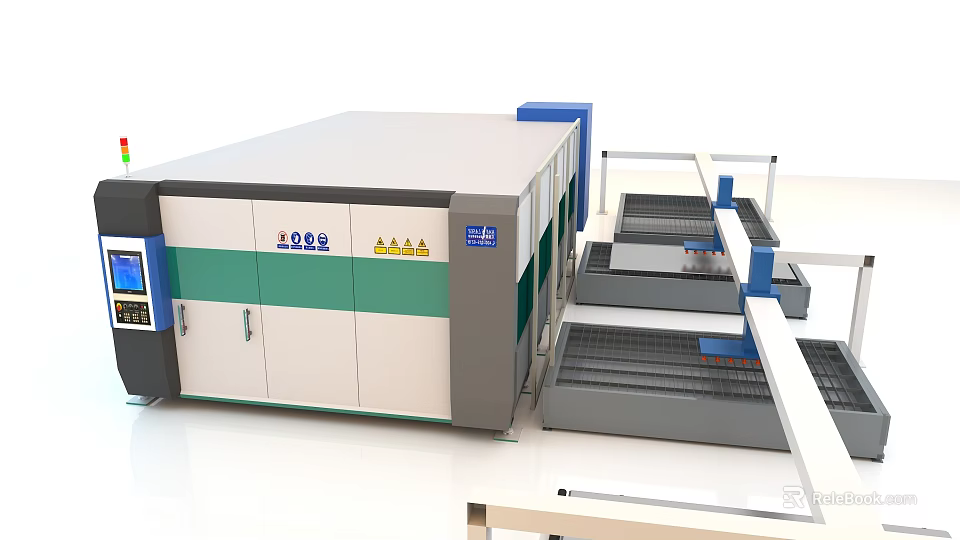 High Precision Industrial Laser Cutting Equipment With Automated Worktable And Control Panel 3d model