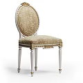 Classic Single Chair With Oval Backrest Ornate Fabric And White Legs Gold Accents