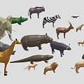 Low Poly Animal Cartoon Animal Cartoon Elephant Cartoon Giraffe Cartoon Tiger Sika Deer African Animal 3d model