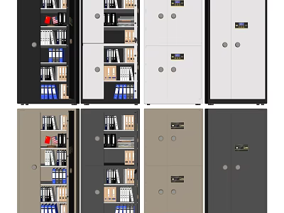 Multi Colored Storage Cabinets With Lockable Doors For Office Files And Books 3d model