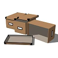 Brown Storage Boxes For Home Organization With Open And Closed Lids 3d model