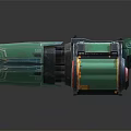 Green Multiple Barrel Weapon Featuring Mechanical Structure And Metallic Components 3d model