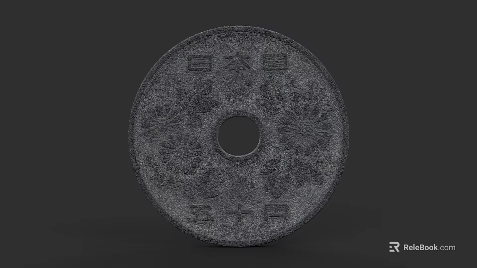Traditional Japanese Style Decorative Clock With Chrysanthemum And Bird Patterns On Round Surface 3d model 