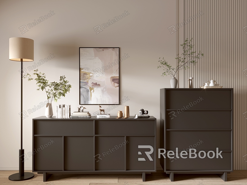 Modern Black Entrance Cabinet Sideboard Cabinet Balcony Cabinet Storage Cabinet Entrance Cabinet model