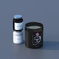 Body Lotion Face Cream And Candle In Black White Containers With Labels