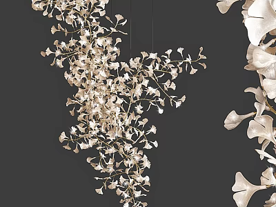 Elegant Modern Ginkgo Leaf Chandelier With Delicate Branch And Petal Design 3d model