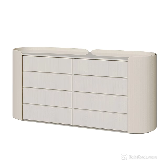 Modern Beige Console Sideboard Cabinet With Multiple Drawers And Sleek Design 3d model 