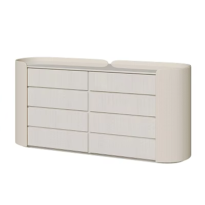 Modern Beige Console Sideboard Cabinet With Multiple Drawers And Sleek Design 3d model