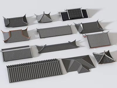 Different Types of Architectural Roof Tiles With Varied Shapes And Designs 3d model